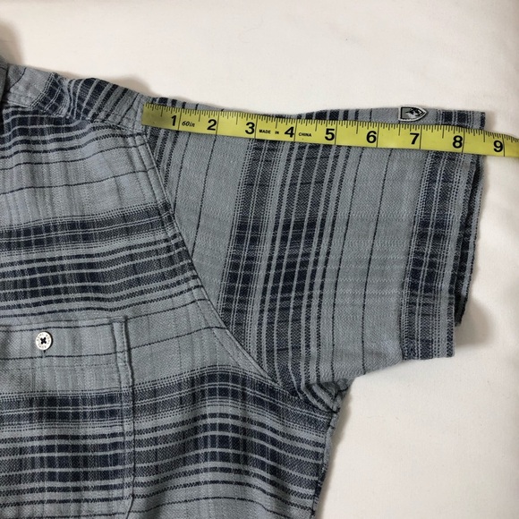KUHL Skorpio Cotton Linen Blend Button Down Short Sleeve Plaid Gray Shirt S - Picture 11 of 16